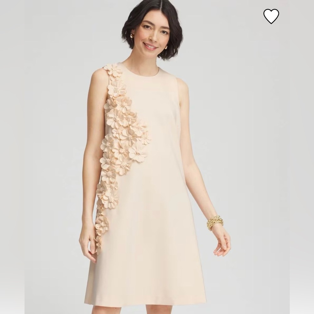 Chico’s Flower Dress NWT sz 1 Crème